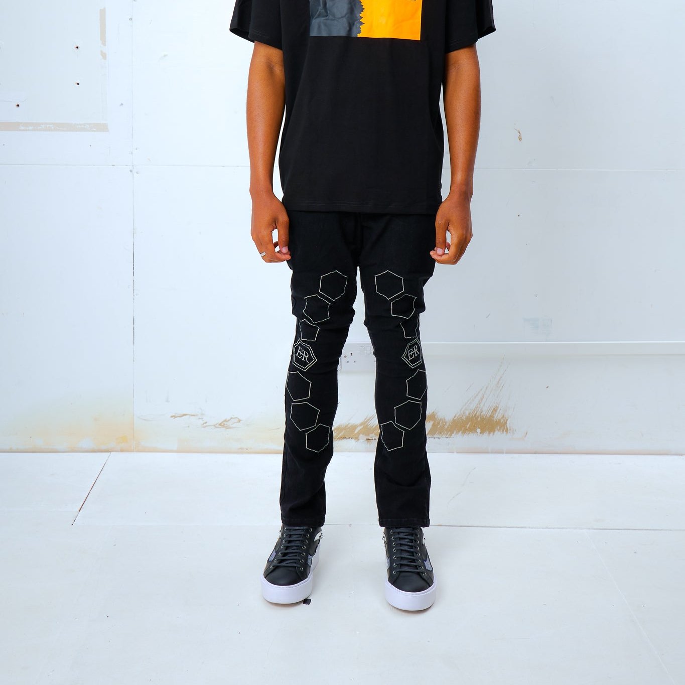 Monogram Jeans - Jet Black