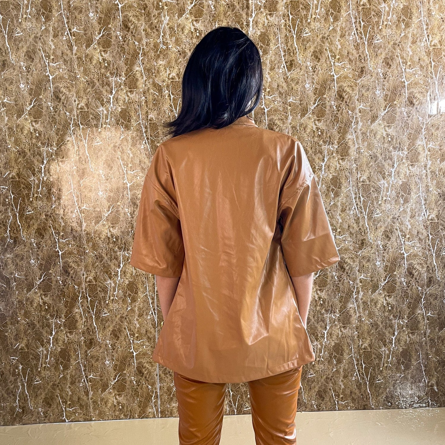 Caramel Leather Overshirt