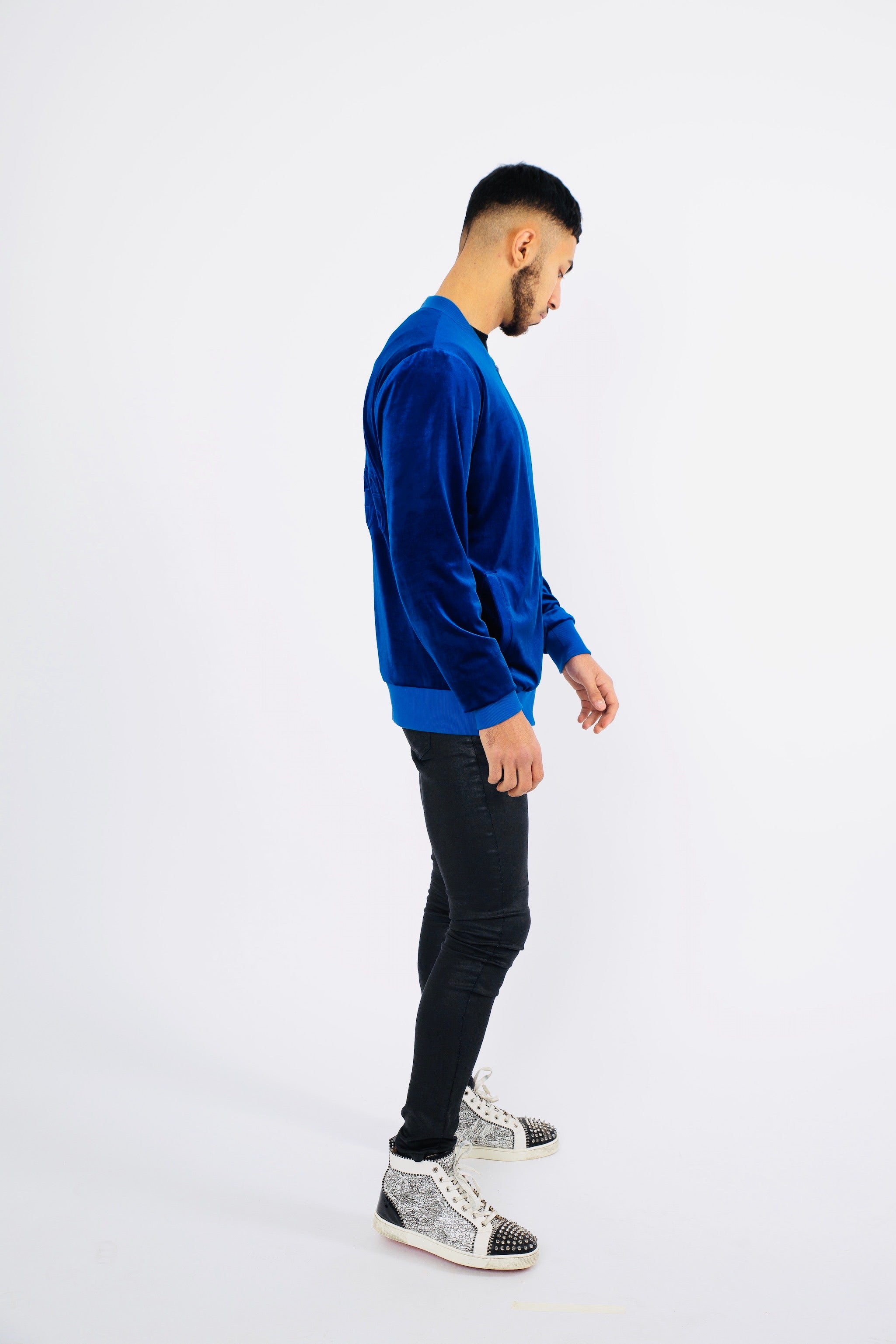 Embossed Velour Bomber Jacket