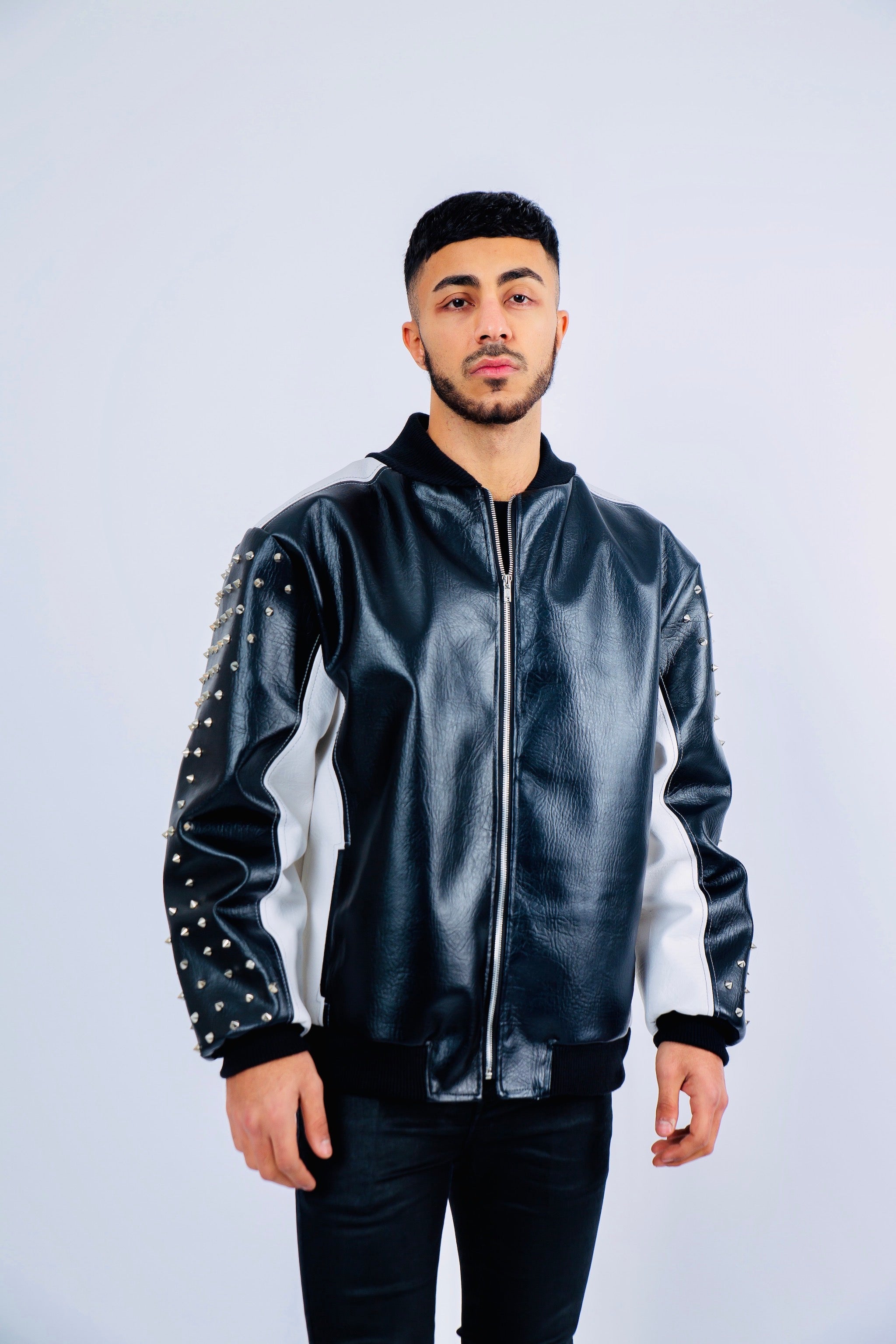 Oversized Leather Studded Jacket